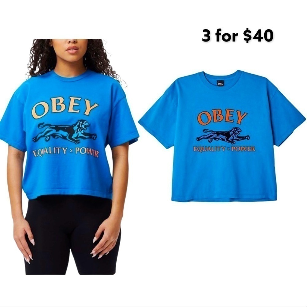 𝅺OBEY EQUALITY & POWER CUSTOM CROP TEE